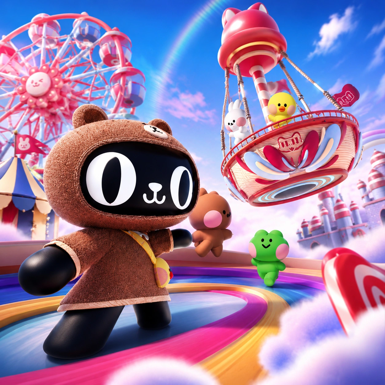 Cheerful arcade game mascot character
